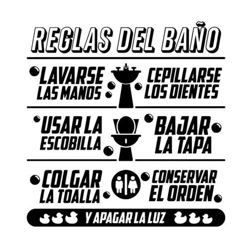 Испанские правила ванной комнаты цитаты Виниловые Настенные стикеры Детские