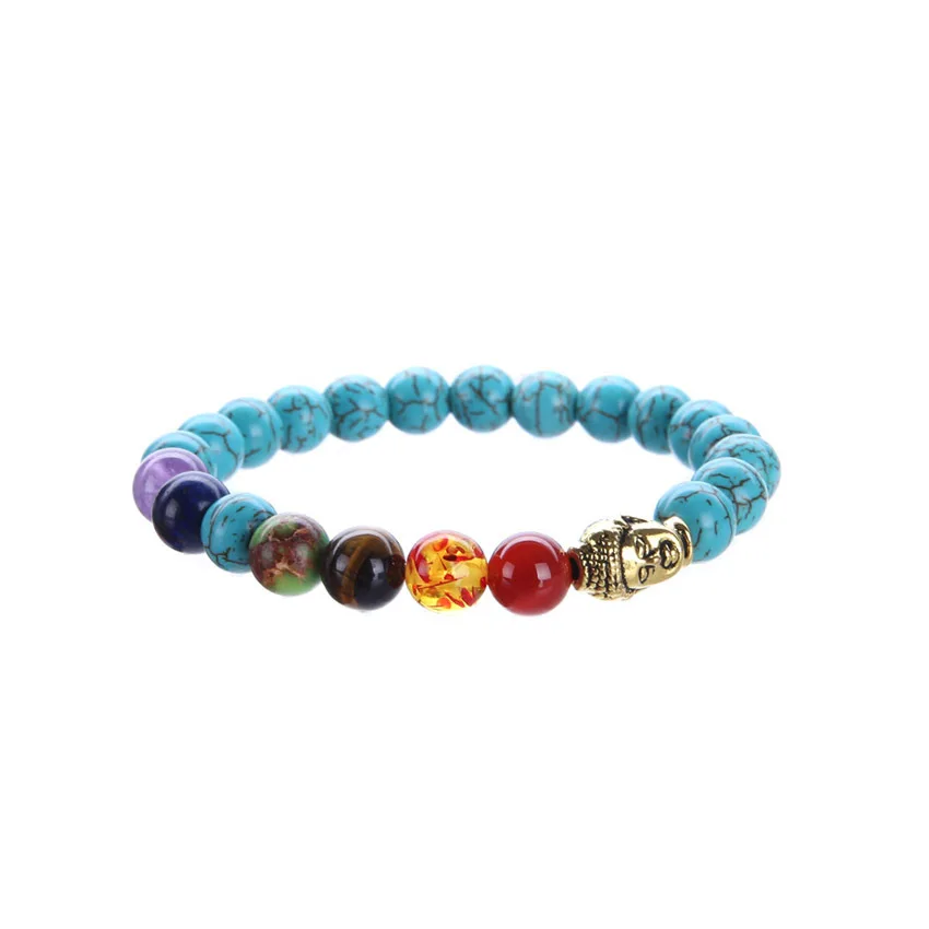 Оптовая продажа браслеты из натуральных камней зернистые бусины 8 мм 7 чакр