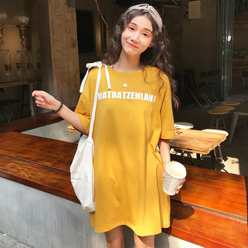 

korean clothes oversize Leisure T-shirts Women Letter Print Long t shirt harajuku Loose T-shirt Girlfriend streetwear white tops