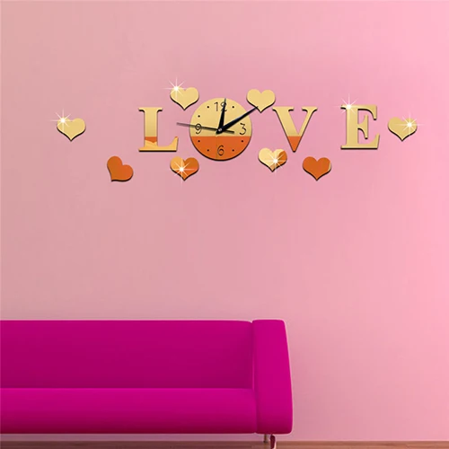Креативная наклейка с надписью LOVE акриловые зеркальные настенные наклейки
