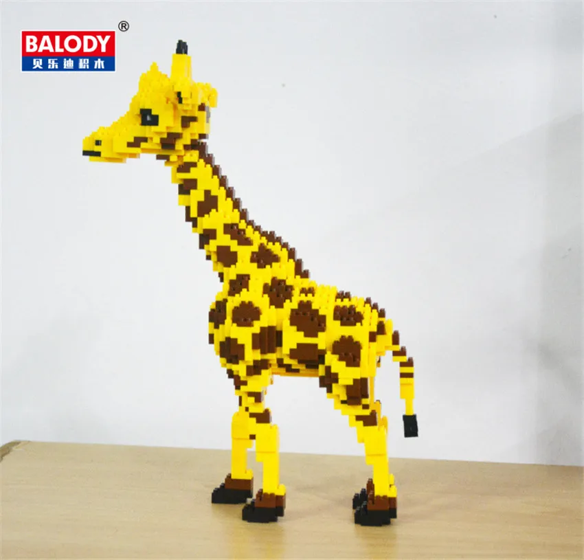 Мини животное жираф сидя стоящий блок набор Balody совместимый дети здание