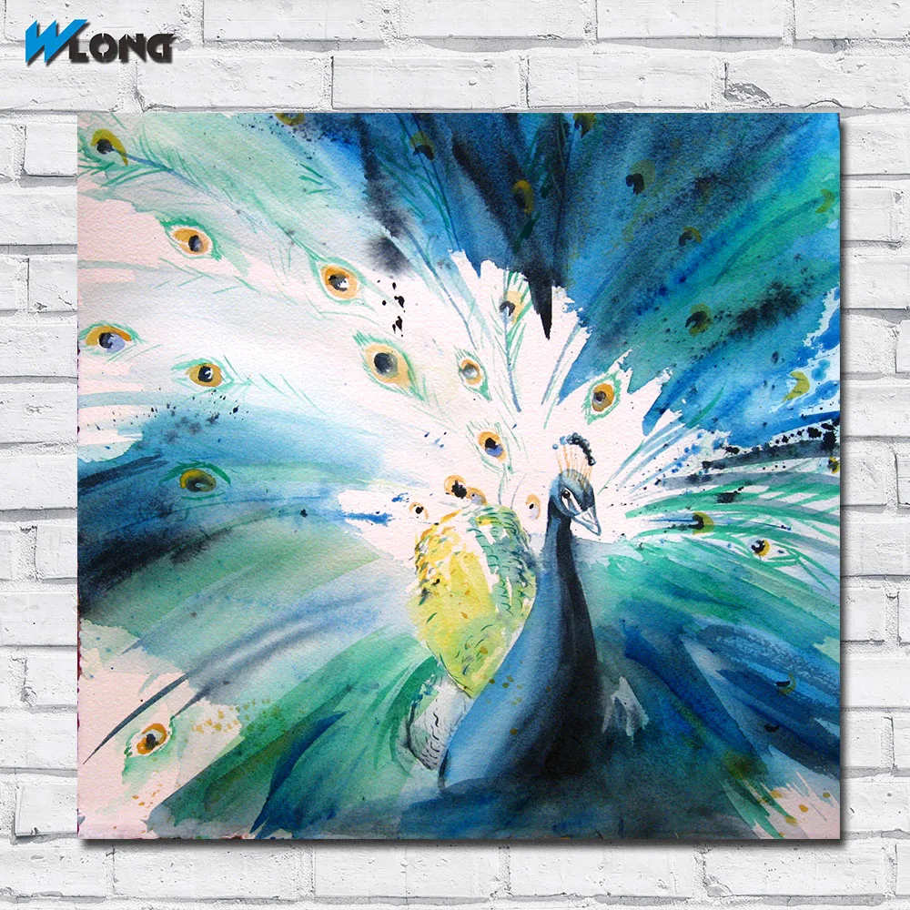 Wlong модная картина маслом холст чернила павлин настенные картины для гостиной
