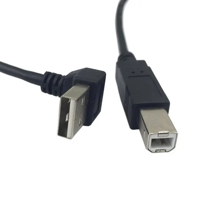 Вверх Угловой 90 градусов USB 2 0 папа в B Тип Мужской кабель для принтера сканер
