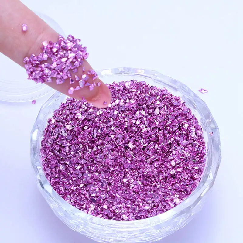 Pink 1 коробка сломанные драгоценные камни для ногтей смешанные стеклянные стразы 3D драгоценные камни для ногтей художественные Стразы 15 цветов 2 г/кор - Цвет: Pink