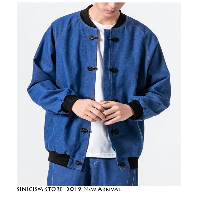 Sinicism Store мужская куртка бомбер Harajuku джинсовая 2019 Мужская Уличная ветровка синие