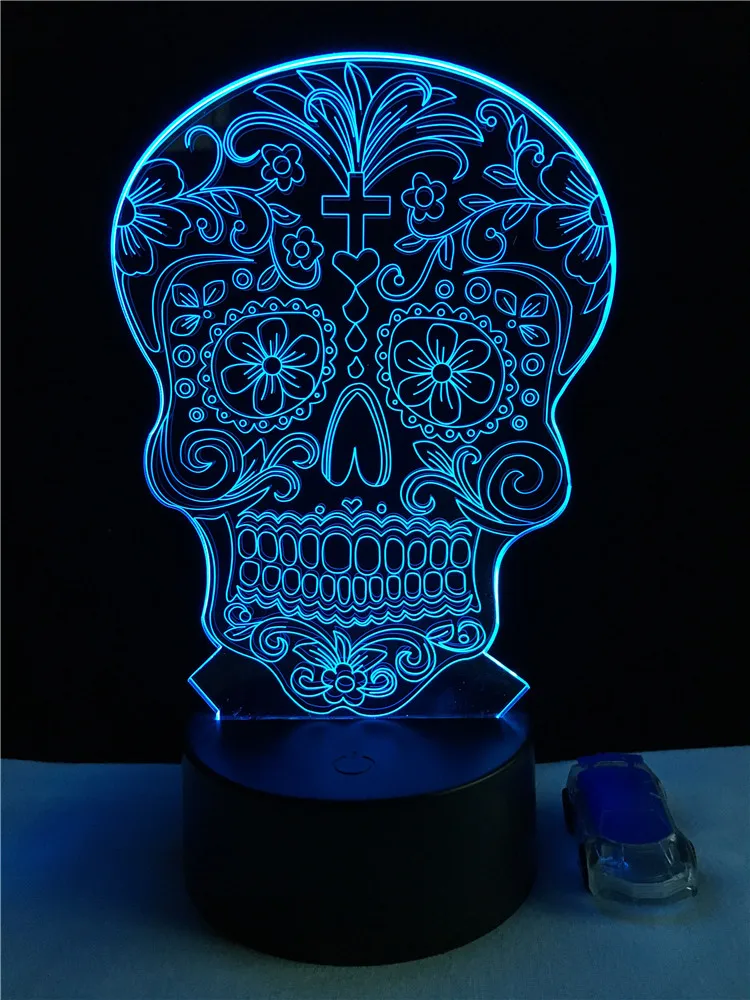 

GAOPIN Creative Flower Skull Shaped 3D Lamplight LED USB Mood Night Light Multicolor Touch or Remote Luminaria Change Table Lamp