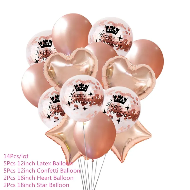 Chicinlife Rosegold 30th День рождения украшение сердце воздушный шар "Конфетти" попкорн коробка для взрослых 30 лет на день рождения поставки - Цвет: 14Pcs