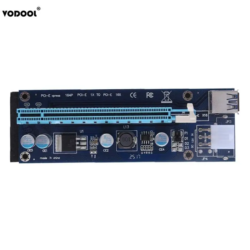 VODOOL 6Pin PCIE PCI E Express Riser Card 1X к 16X USB 3 0 конвертер кабель адаптер SATA для майнинга