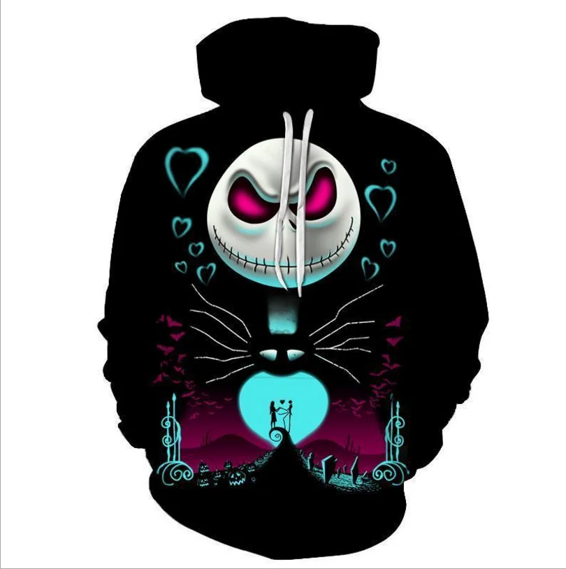 2019 Новый Джек Скеллингтон Косплей Аниме 3D Толстовка Цифровая печать куртка с