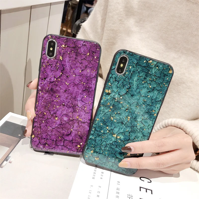 Роскошный блестящий Мраморный чехол для телефона Apple iPhone X XR XS Max 7 8 Plus силиконовый