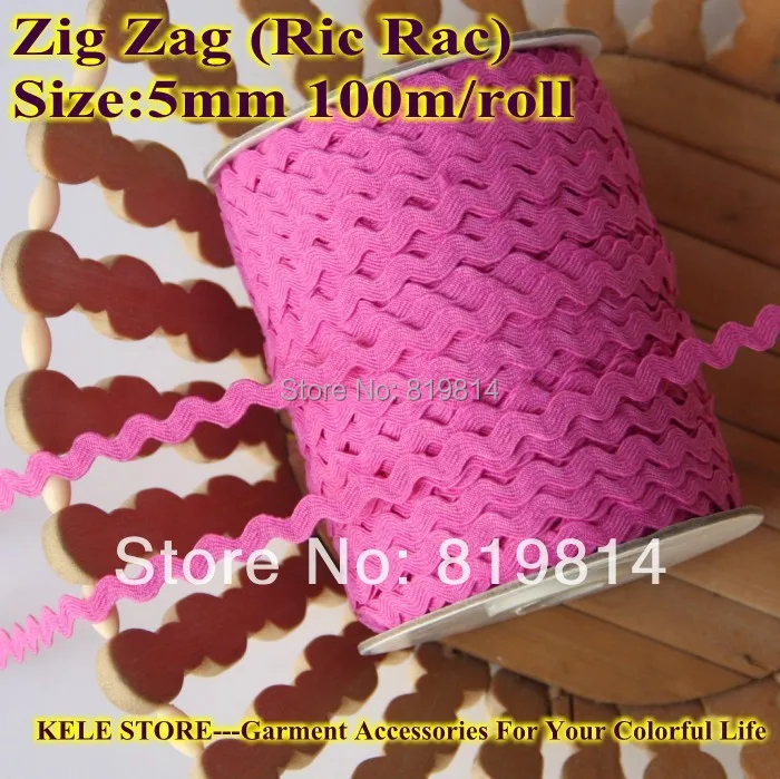Магазин KELE-Zig zag Ric rac лента ширина 5-6 мм 100 м/рулон цвет фуксия DIY аксессуары для