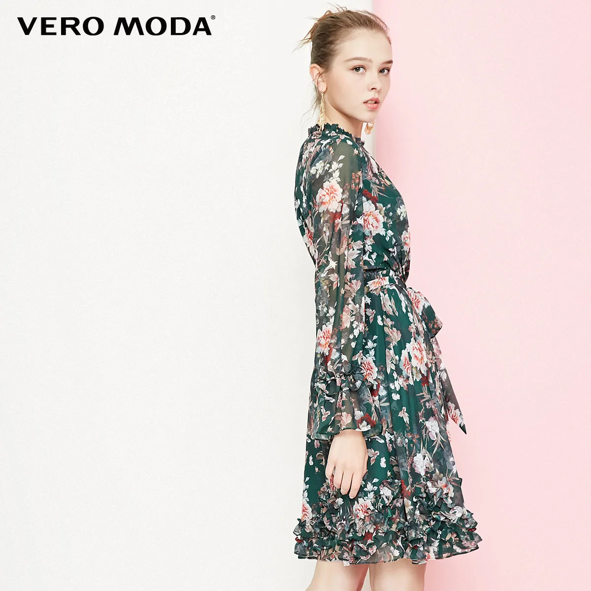 Vero Moda платье женское стиль суд Раффлед печатных ткань цветочные платье | 31837D501