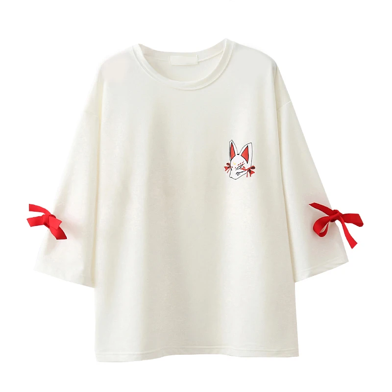 Японская винтажная аниме футболка для женщин Harajuku Kawaii Cat Graphic оверсайз женские Т