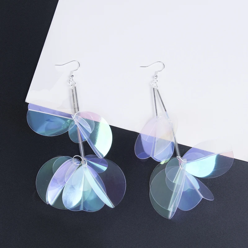 Индивидуальные разноцветные круглые висячие серьги с бахромой и длинным крючком