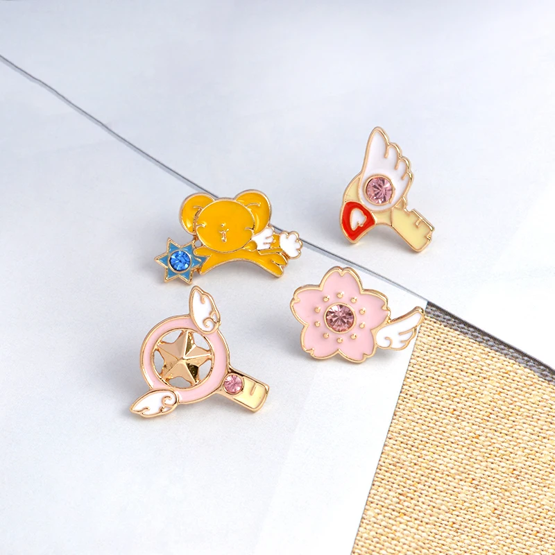 6 шт./компл. Card Captor Sakura Керр скипетр карты булавки броши значки твердым эмалиевым покрытием штырь отворотом шляпа сумка джинсы шпильки Card Captor ювелирные изделия