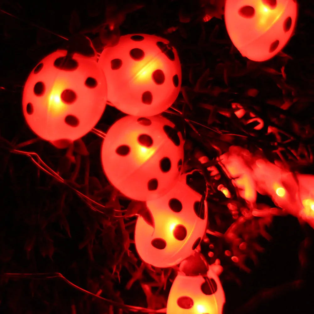 40LED10Ft 3 м Божья коровка светодиодной строки украшения Хэллоуин для дома и улицы от батареек серебряной проволоки строка огни с дистанционным