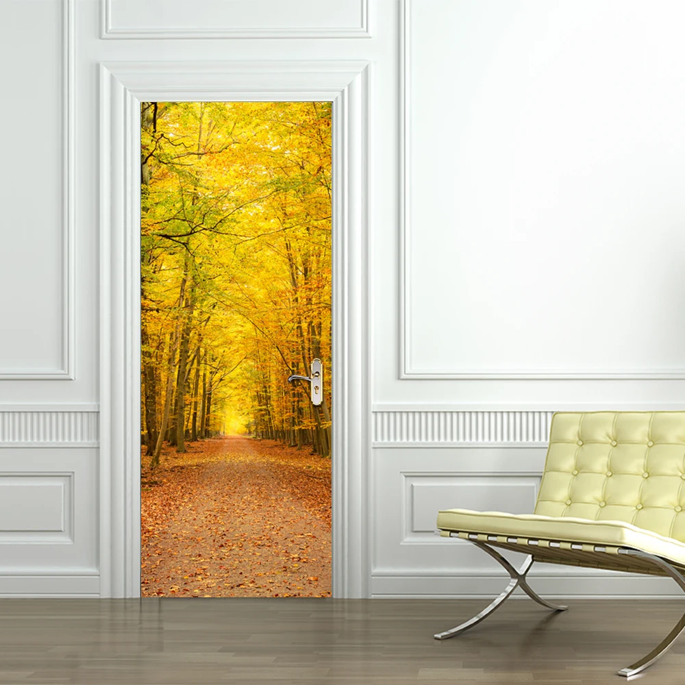

3D Imitation Door Sticker Wall Sticker Deciduous Leaves Self-adhesive Wall Poster PVC Bathroom Living Room Home Decor