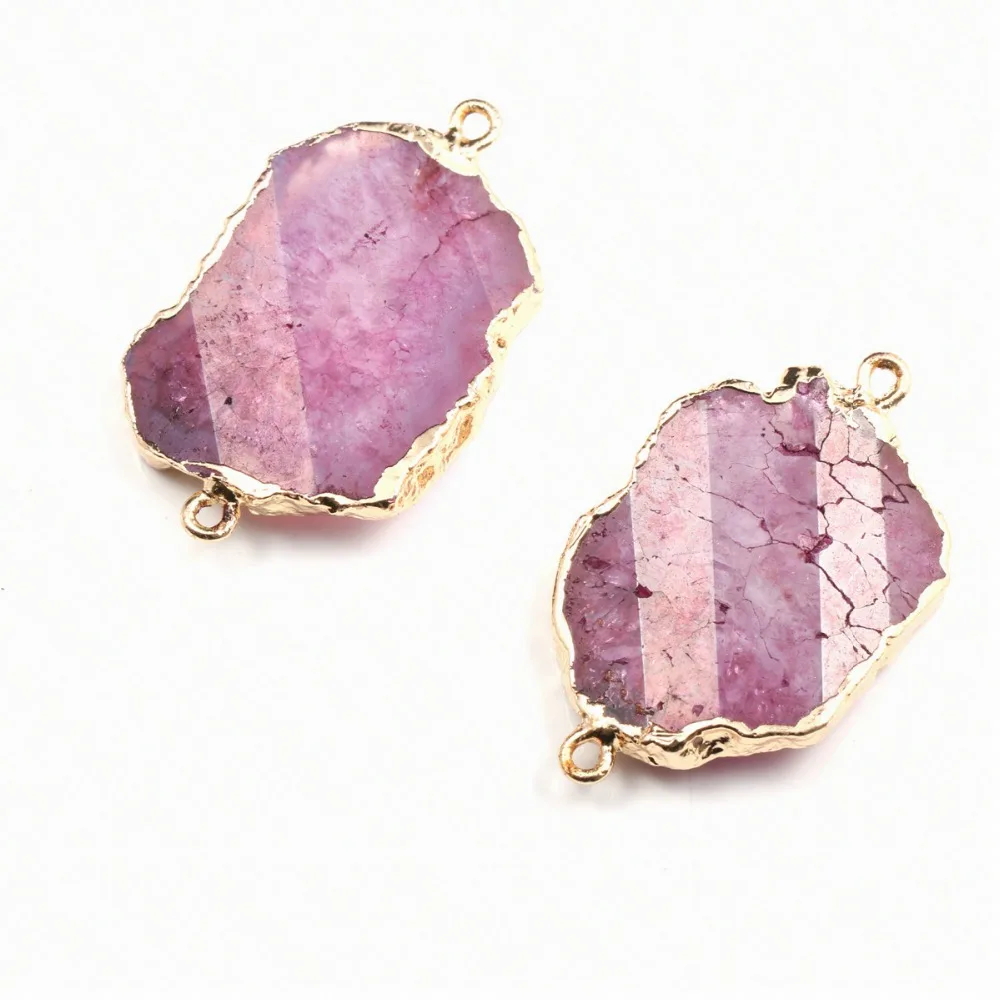 2020 новый геометрический Природный камень позолоченный соединитель руды