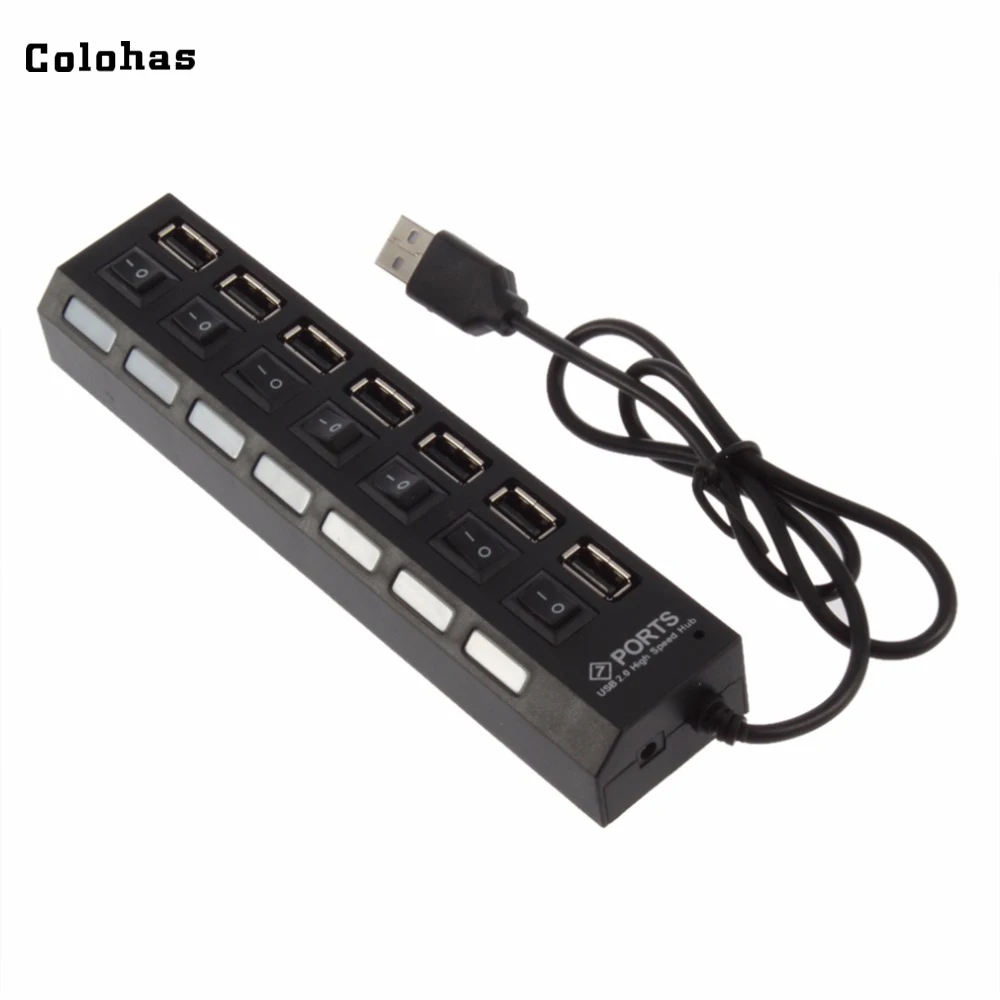 Colohas 1 шт. Переключатель ВКЛ/ВЫКЛ 7 портов USB 2 0 концентратор Высокоскоростной
