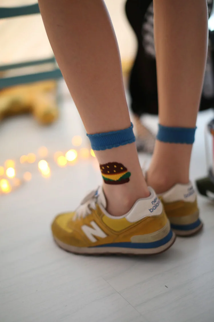 Женские носки в Корейском стиле модные повседневные Харадзюку с принтом из