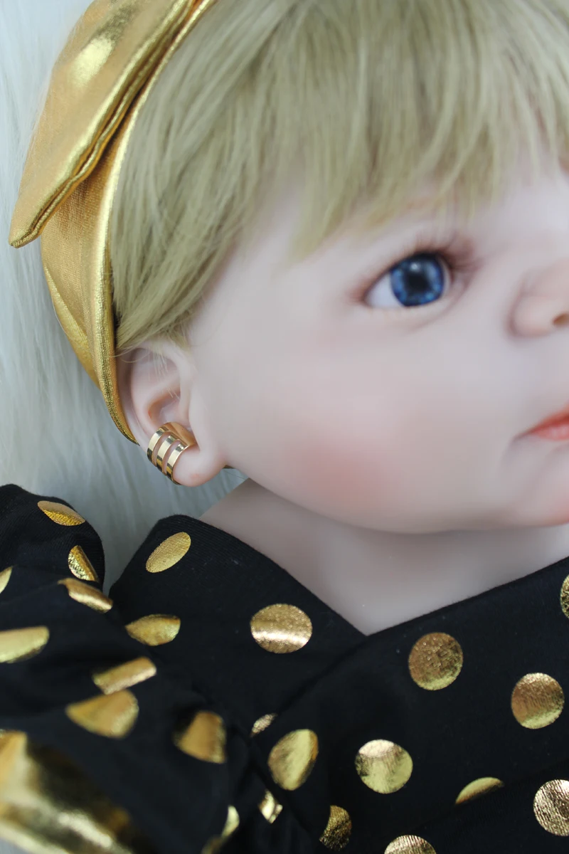 2" Полный силиконовый корпус Reborn Girl Baby Doll Игрушки 55 см Новорожденные принцесса младенцы кукла светлые волосы подарок на день рождения Дети Brinquedos