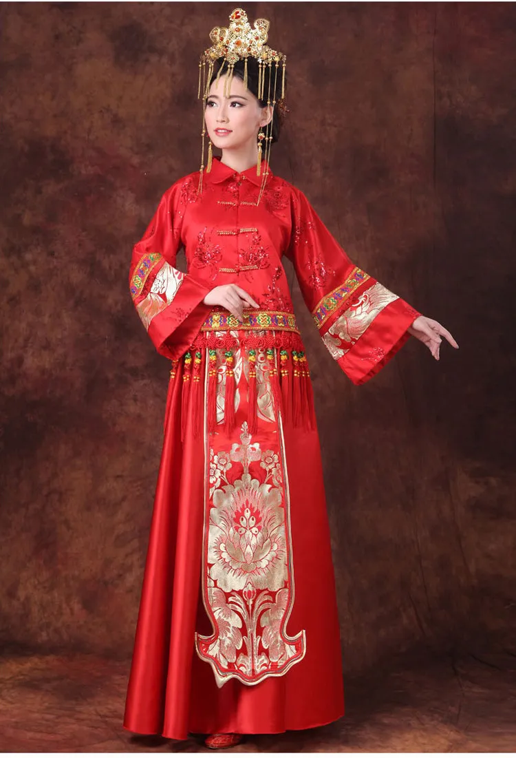 2018 красные платья Qipao женское длинное китайское традиционное свадебное платье