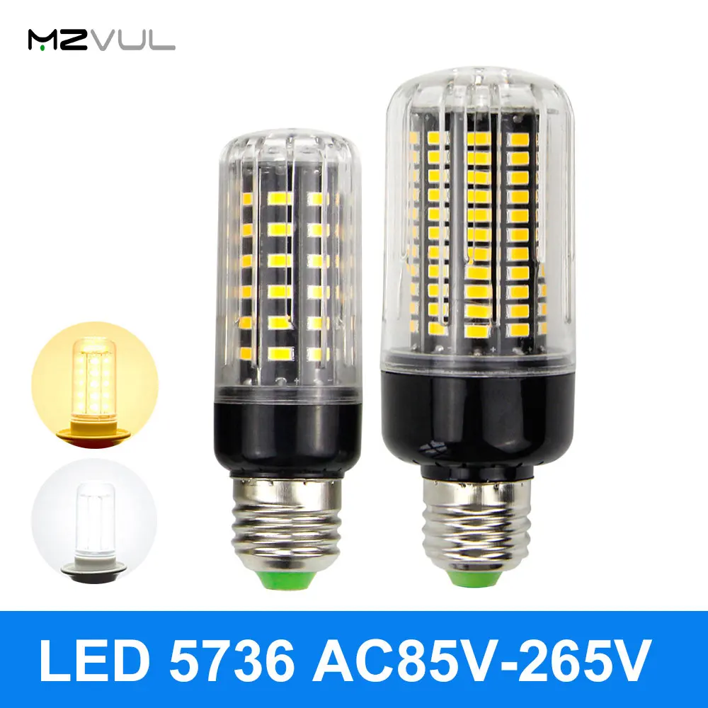 5736 SMD светодиодная кукурузная лампа Светодиодная 3 Вт 5 7 9 12 15 18 E27 без мерцания
