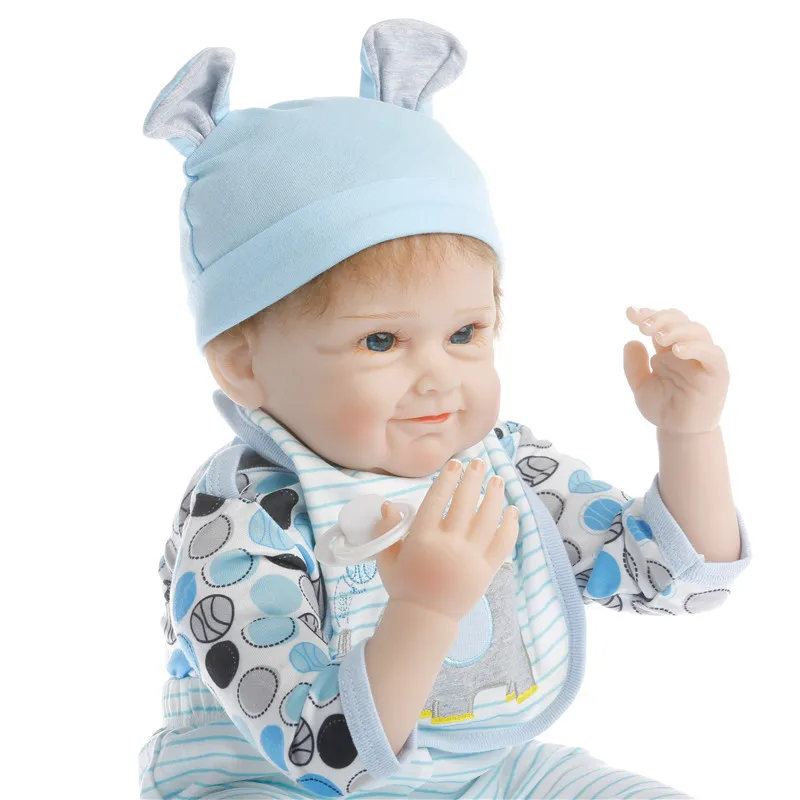 SanyDoll 22 дюйма 55 см силиконовые куклы для новорожденных реалистичный модный синий