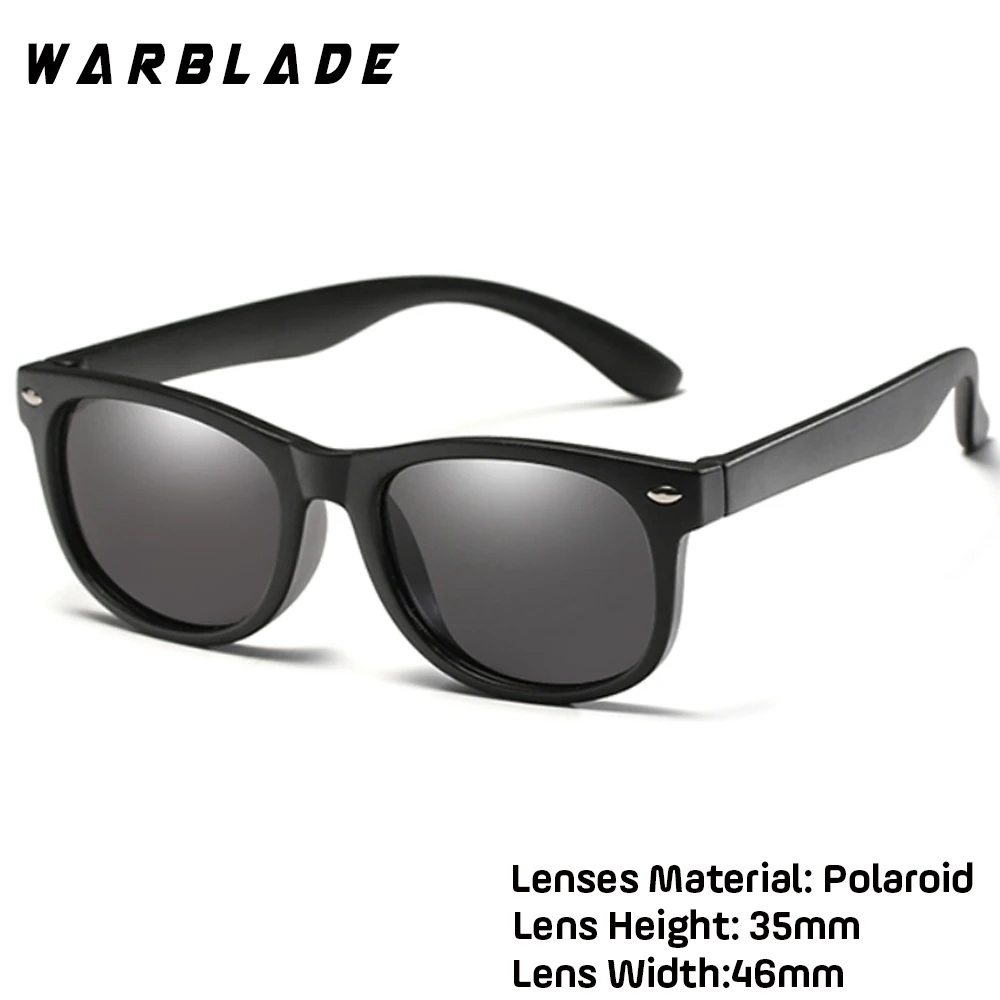 WarBlade Модные Детские поляризованные солнцезащитные очки для мальчиков и девочек, детские солнцезащитные очки TR90, силиконовые защитные очки, детские очки UV400 Oculo - Цвет линз: matte black