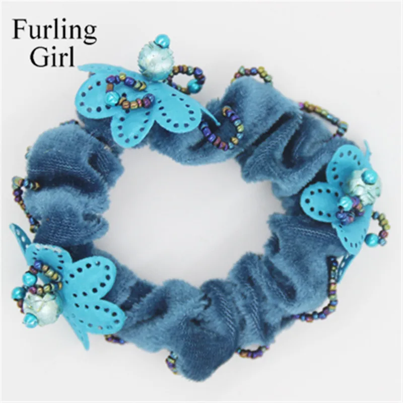 1 шт. Женская бархатная резинка для волос с бусинами |