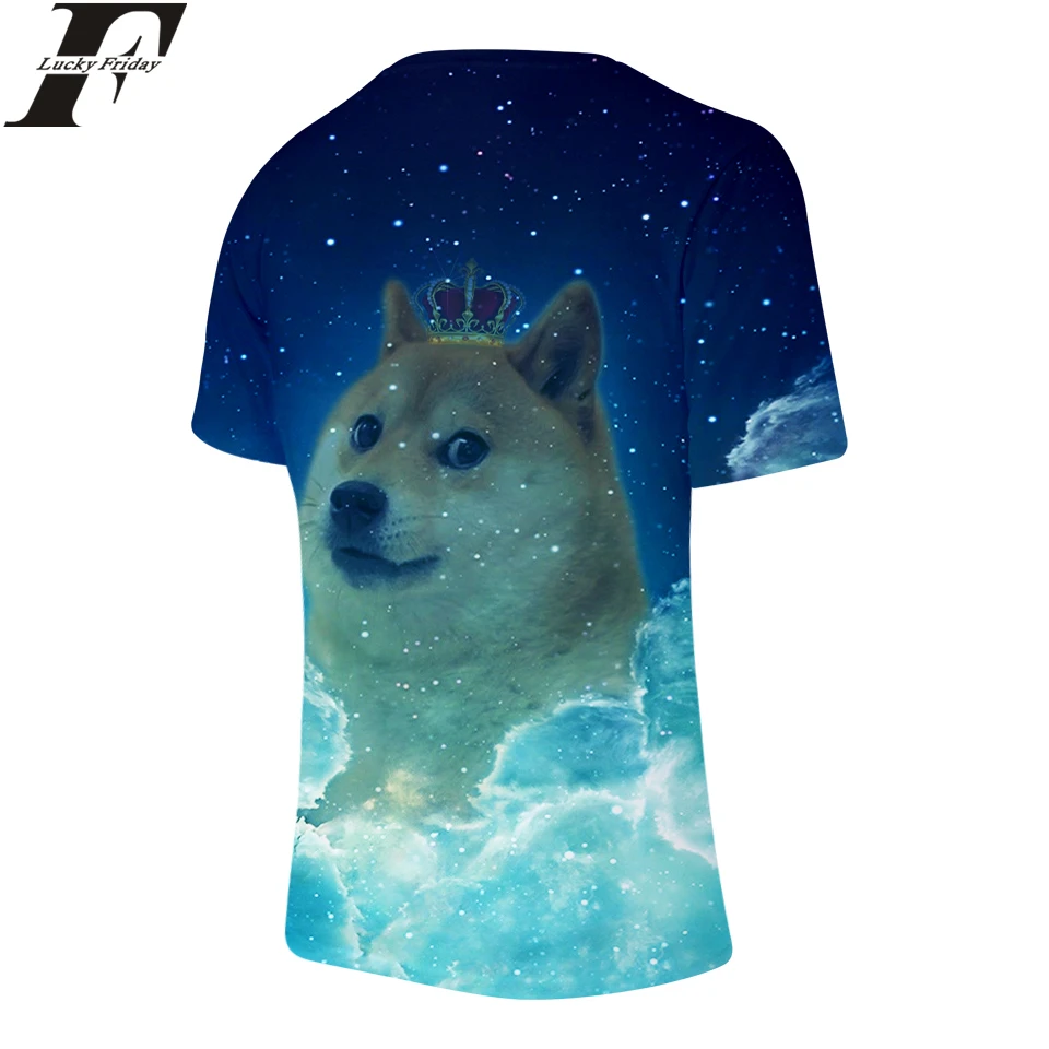 LUCKYFRIDAYF 2018 Doge хлопковые 3D футболки с коротким рукавом и круглым вырезом для мужчин