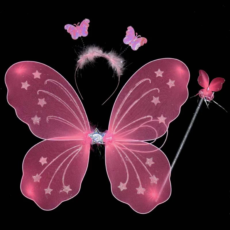 Girl Kid Butterfly Angel Wings Single Layer Three-Piece Set | Тематическая одежда и униформа