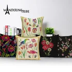 Осенние украшения для дома, ночник, птицы, Цветочная подушка, индивидуальный чехол для подушки 45x45 см