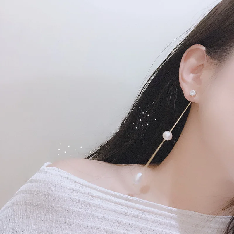 MENGJIQIAO корейские новые блестящие длинные висячие серьги с цирконием модные