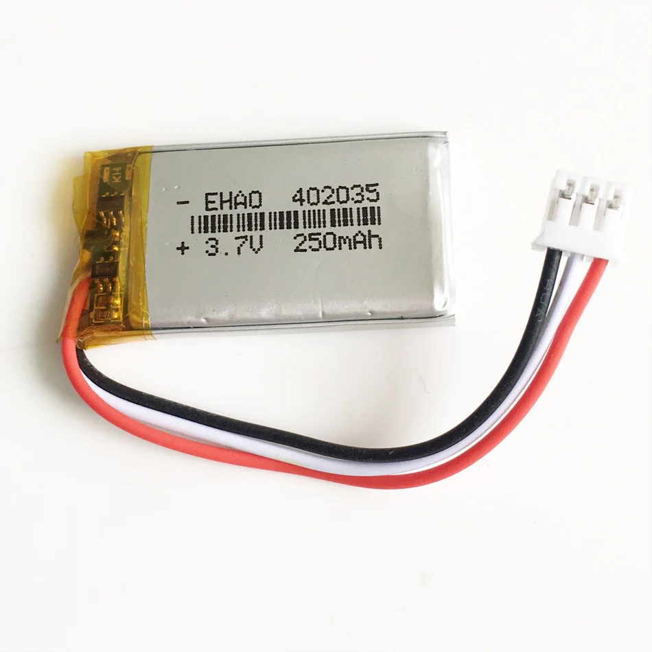 3 7 V 250mAh 402035 литий полимерная LiPo аккумуляторная батарея JST PH 2 0 мм 3pin разъем для GPS Mp3