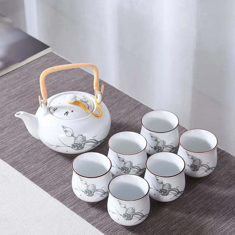 

Jingdezhen Tea Set Ceramic Porcelain 6 Cups with 1 Pot Kit / Tea Ceremony Teaware Drinkware Coffee Milk Kettle Pots Water Cup