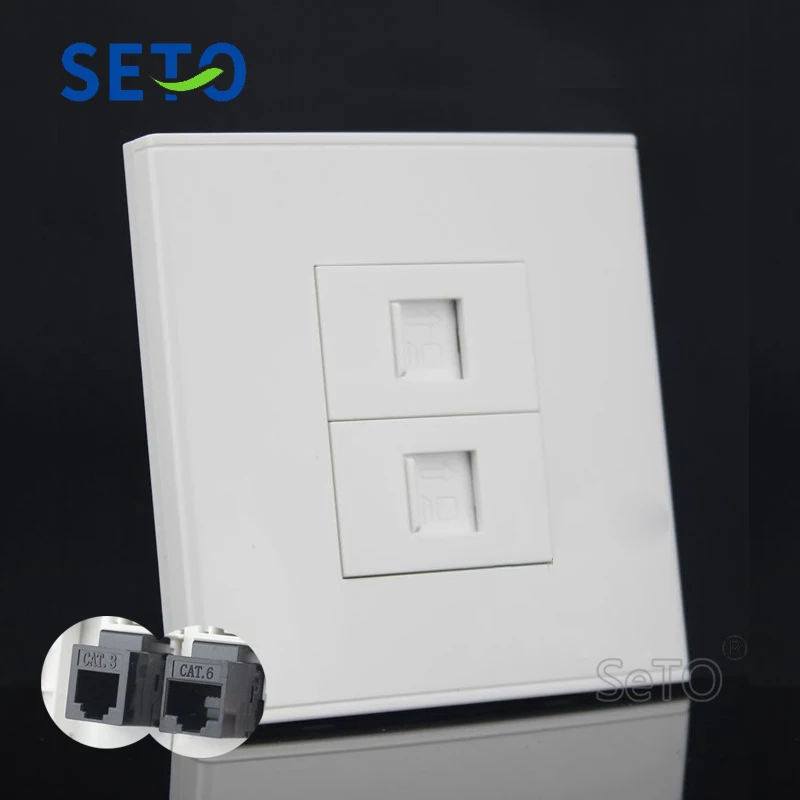 SeTo 86 Тип Gigabit RJ45 CAT6 сеть Lan + RJ11 Cat3 Телефонная настенная пластина розетка Keystone