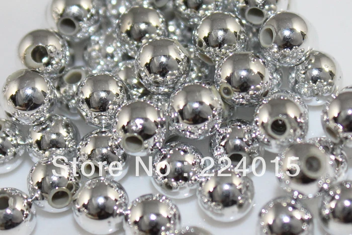 100 шт./12 мм Φ оптовая продажа посеребренные акриловые круглые чудесные бусины из