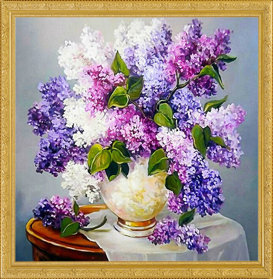 GLymg фиолетовая сиреневая Алмазная картина вышивка крестиком цветы полная