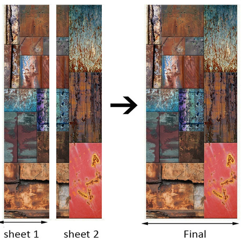 Самоклеящаяся наклейка на дверь из ПВХ Ретро Железный лист 3D обои для гостиной
