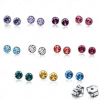 wholesale lots 20pcs10pairs 925 sterling silver aaa colorful crystal woman stud earrings back stoppers women jewelry