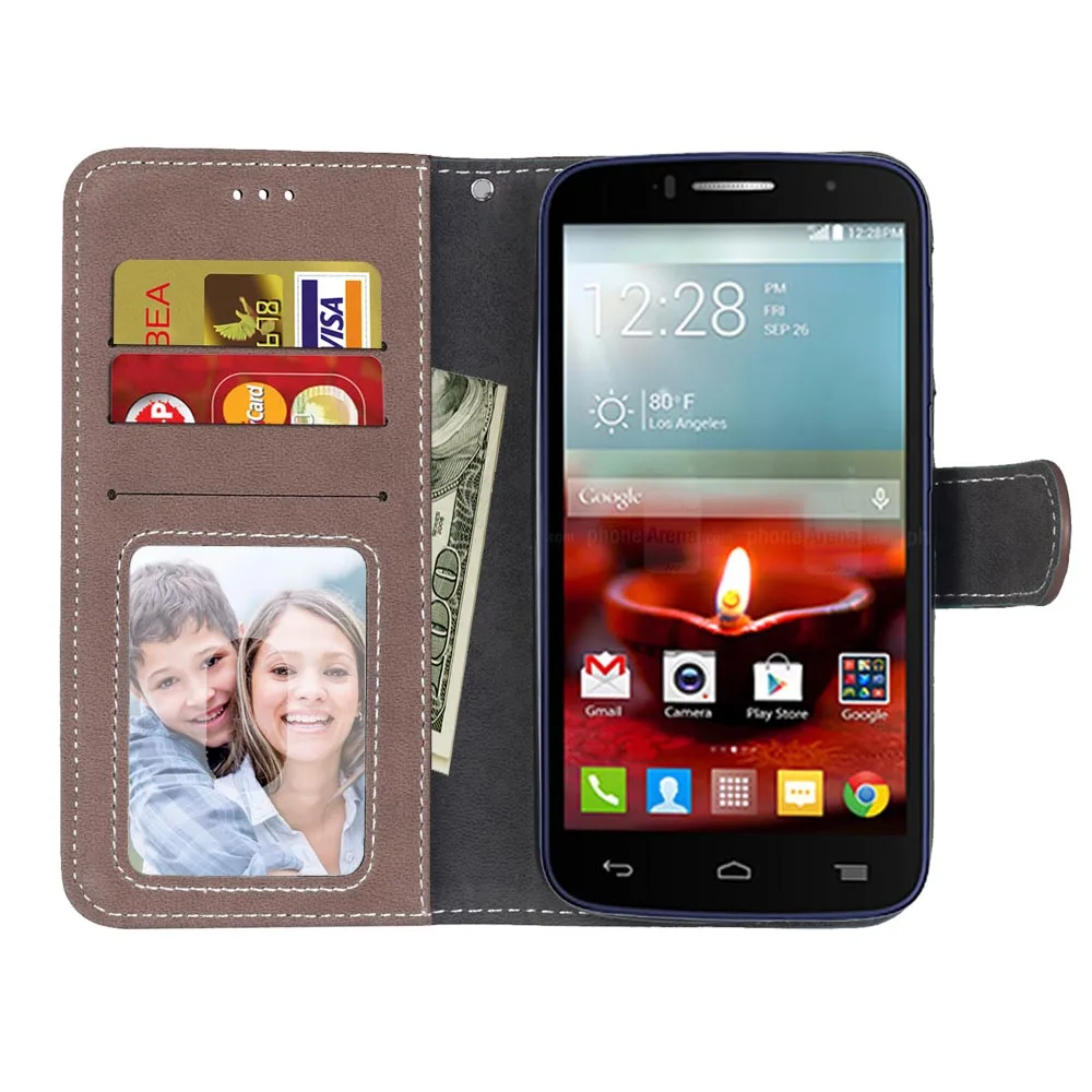 Чехол Кошелек для Alcatel One Touch Pop C7 матовый чехол из искусственной кожи с держатель
