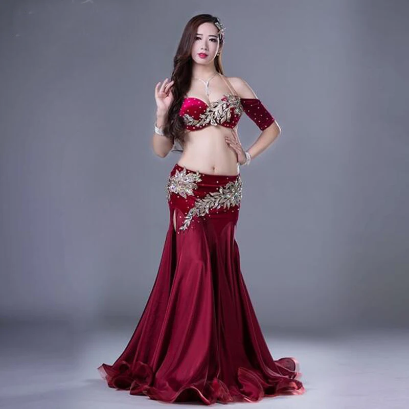 Женский профессиональный костюм для танца живота с длинной юбкой|belly dance