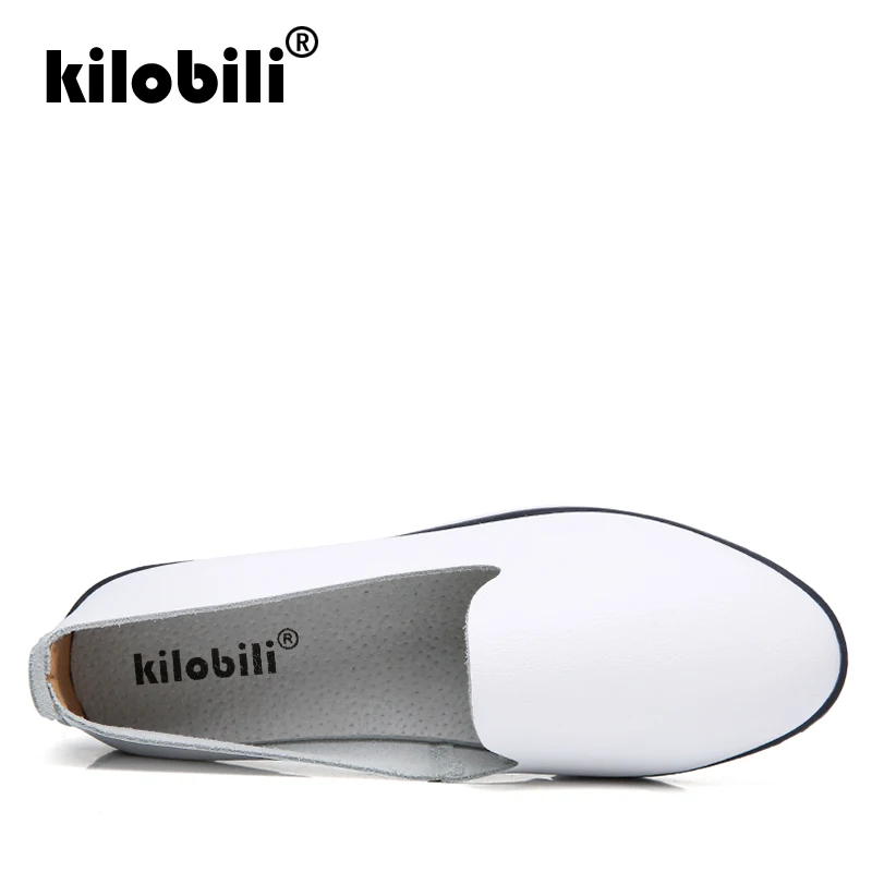 Kilobili/2018 г. Осенняя женская обувь на плоской подошве кроссовки из натуральной кожи