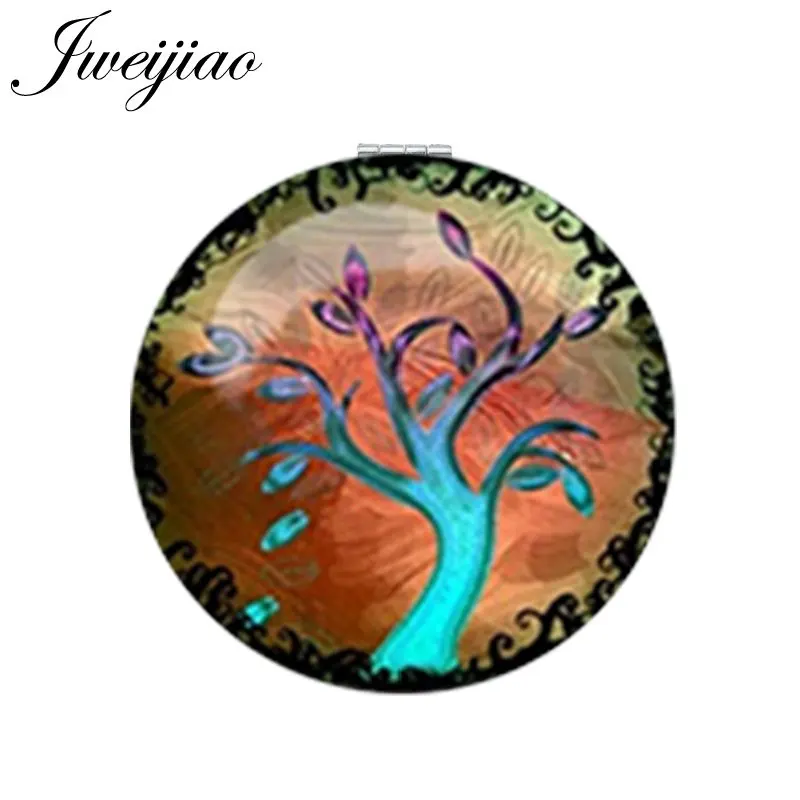 NS321 2 JWEIJIAO Gree Life Tree золотой лист круглое зеркало для макияжа Мини складное компактное карманное зеркало портативное 1X/2X увеличительное - Цвет: NS321 2