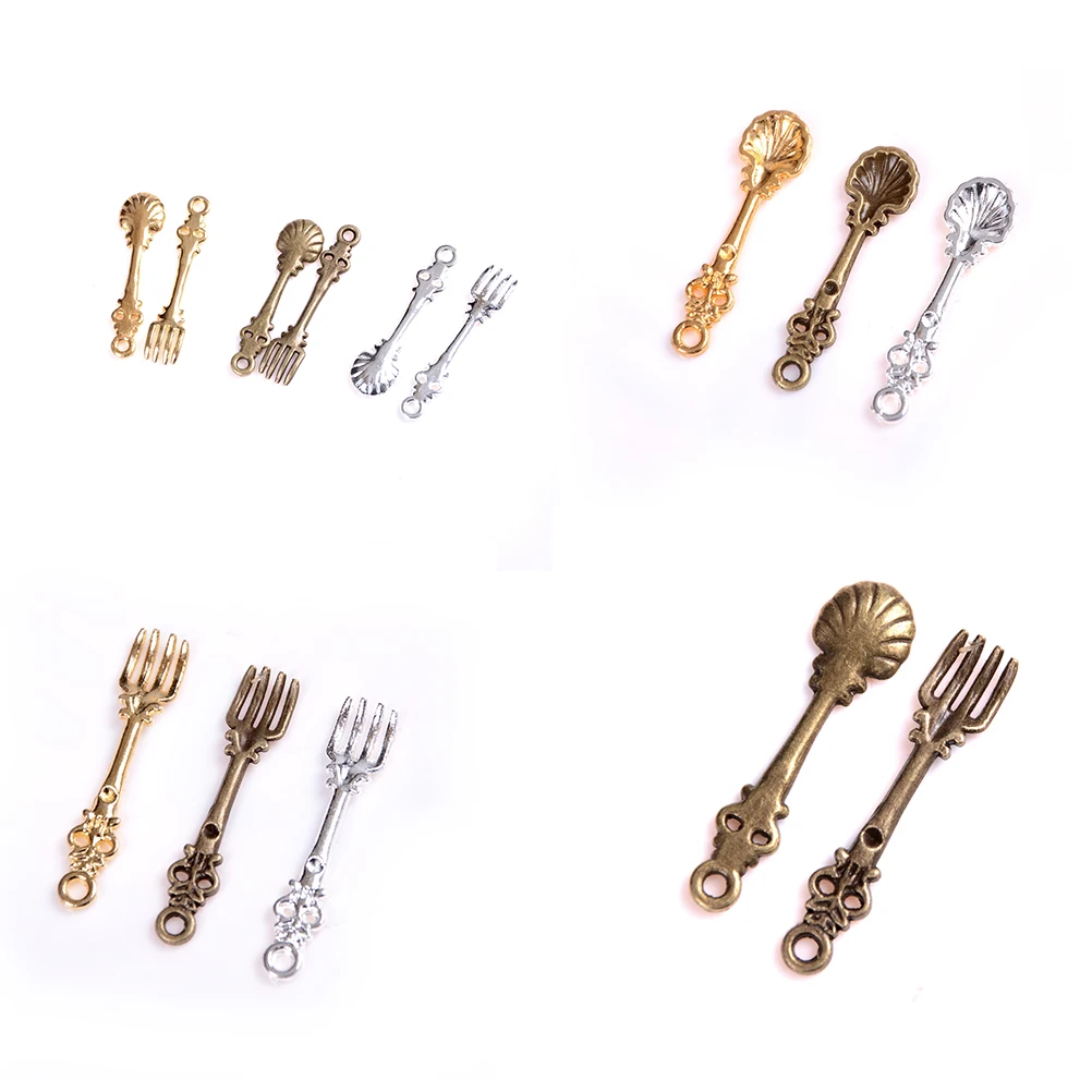 10 шт. маленькая кофейная ложка и вилка для сладких закусок 1/12 шкалы|kitchen dollhouse|kitchen