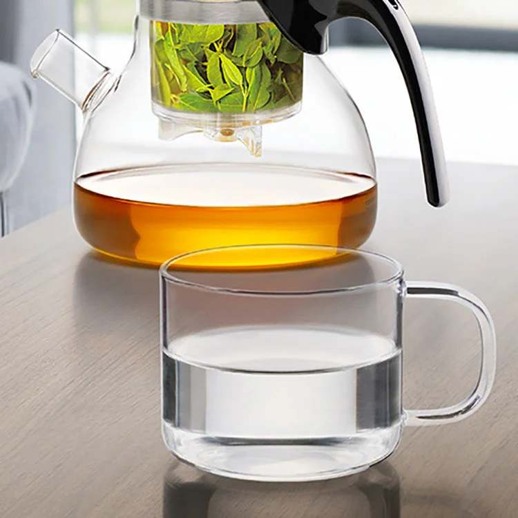 2 шт. прозрачная термостойкая стеклянная чашка ручной работы с ручкой простые