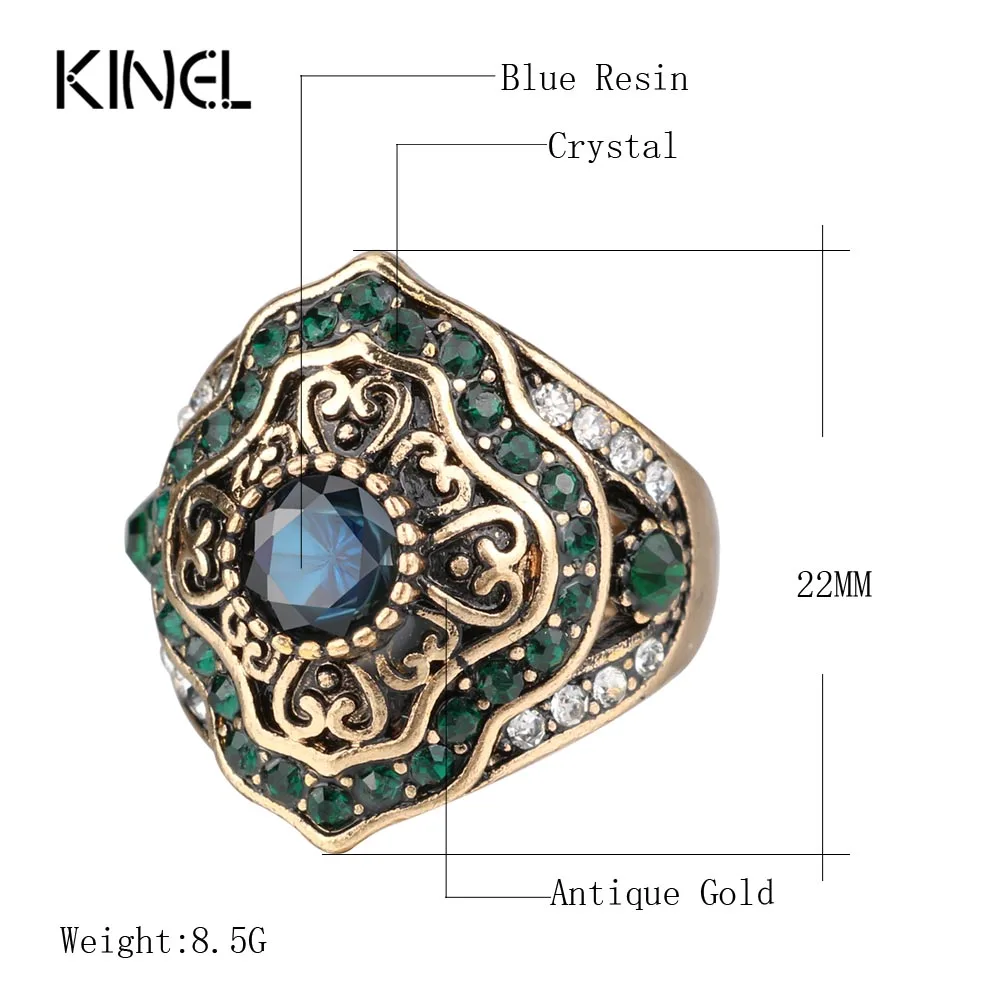 Kinel Новое поступление винтажные Свадебные кольца с синим камнем для женщин