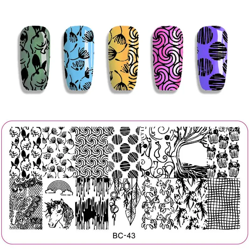 Nail Art Stamping Plates New Arrived Halloween Skull Owl Flower Leaf Image Template Stamp Plate Print Stencil | Красота и здоровье