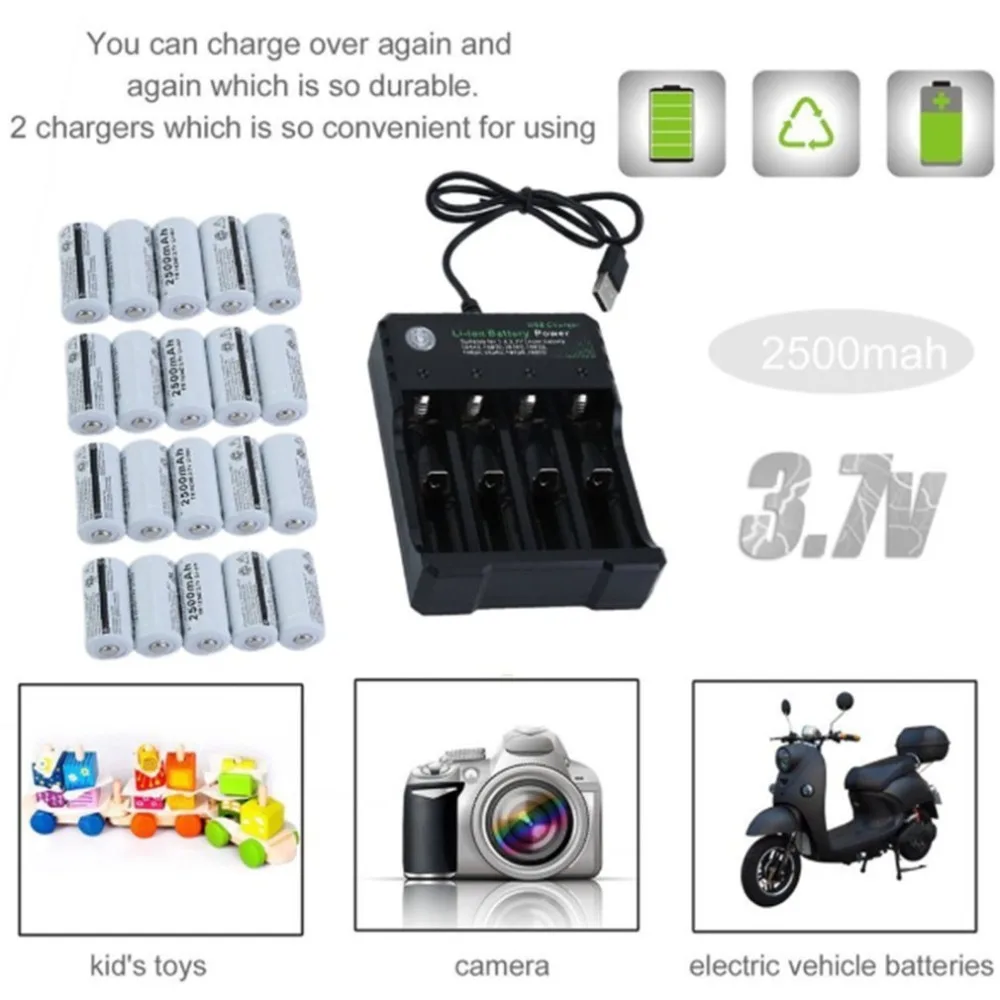 16340 2500mah 3 7 V аккумулятор и зарядные устройства перезаряжаемые комплект